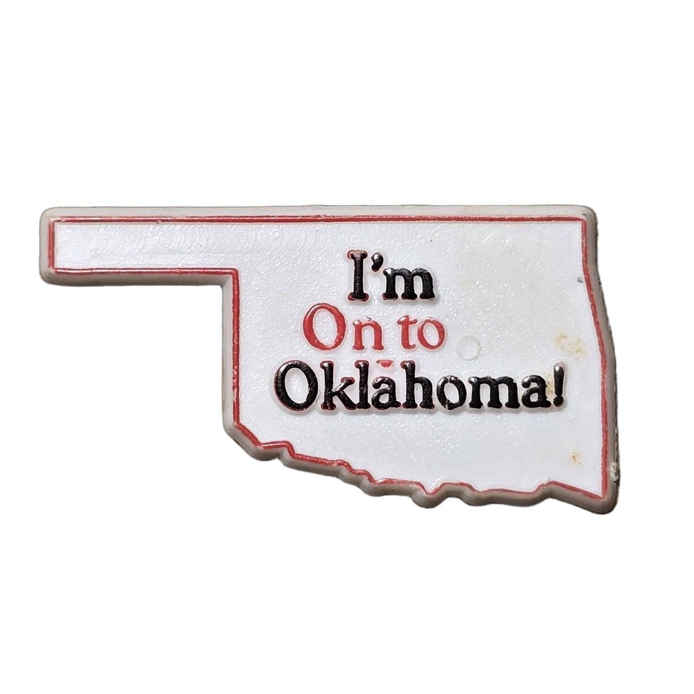 Vintage Oklahoma State Map I'm On To Oklahoma Lapel Vest Hat Pin J24